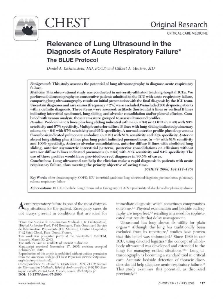 Relevance of lung ultrasound in the diagnosis of acute respiratory ...